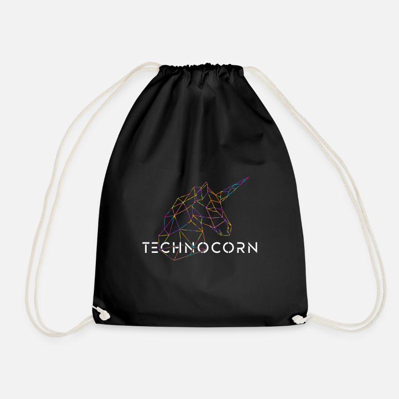 Techno Unicorn / Einhorn - Turnbeutel - Schwarz