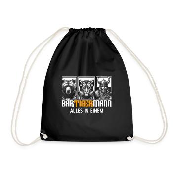 Bärtigermann Bär Tiger Mann Geschenk Bart - Turnbeutel - Schwarz - Vorne