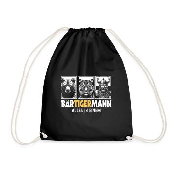Bärtigermann Bär Tiger Mann Geschenk Bart - Turnbeutel - Schwarz - Vorne