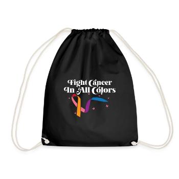 Support Cancer Awareness Month Fight Cancer In - Drawstring Bag - black - Front