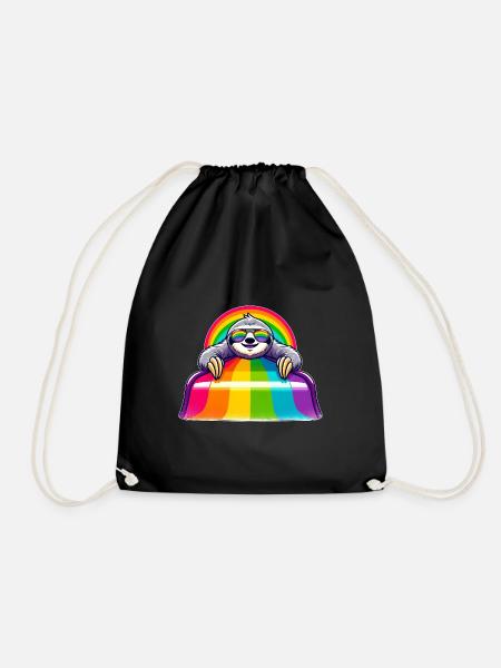 LGBTQ Pride Faultier Regenbogen Spielplatz - Turnbeutel - Schwarz
