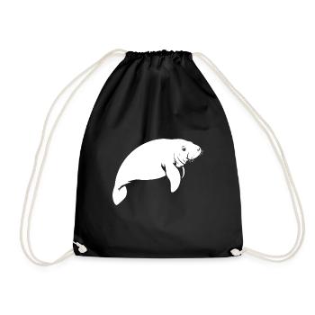Manatee - Seekuh - Sirene - Turnbeutel - Schwarz - Vorne