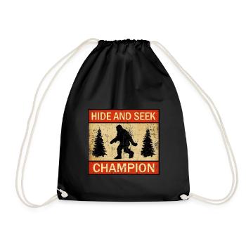 Hide and Seek Champion Funny Bigfoot Lover UFO - Drawstring Bag - black - Front