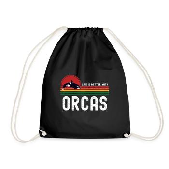 killer whale - Drawstring Bag - black - Front