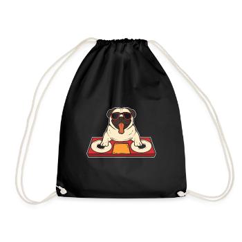 DJ Mop Music Lovers Gift - Drawstring Bag - black - Front