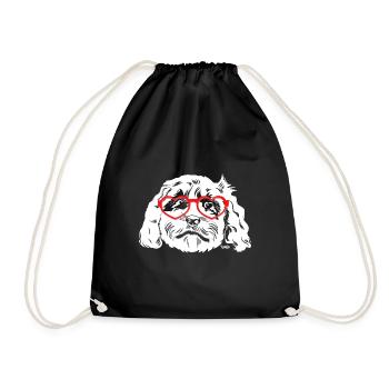 Cockapoo Dog - Drawstring Bag - black - Front