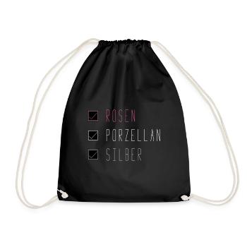 Silberne Hochzeit Jubiläum Geschenk - Turnbeutel - Schwarz - Vorne