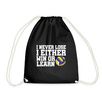 Volleyball Sports Funny I Never Lose I Either Win - Drawstring Bag - black - Front