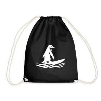 Pingouin, Surfeur, Silhouette, Surf, Surf - Sac de sport léger - noir - Devant