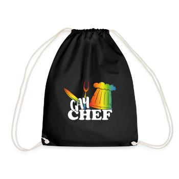 Gay chef - Drawstring Bag - black - Front