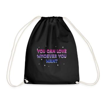 You Can Love Whoever You Want Bisexual LGBTQ Bi - Drawstring Bag - black - Front