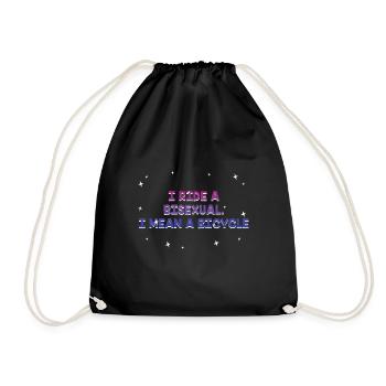 I Ride a Bisexual Bicycle Pun Bi Pride Joke LGBTQ - Drawstring Bag - black - Front