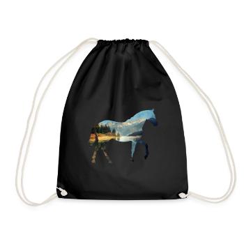Rider horse - Drawstring Bag - black - Front