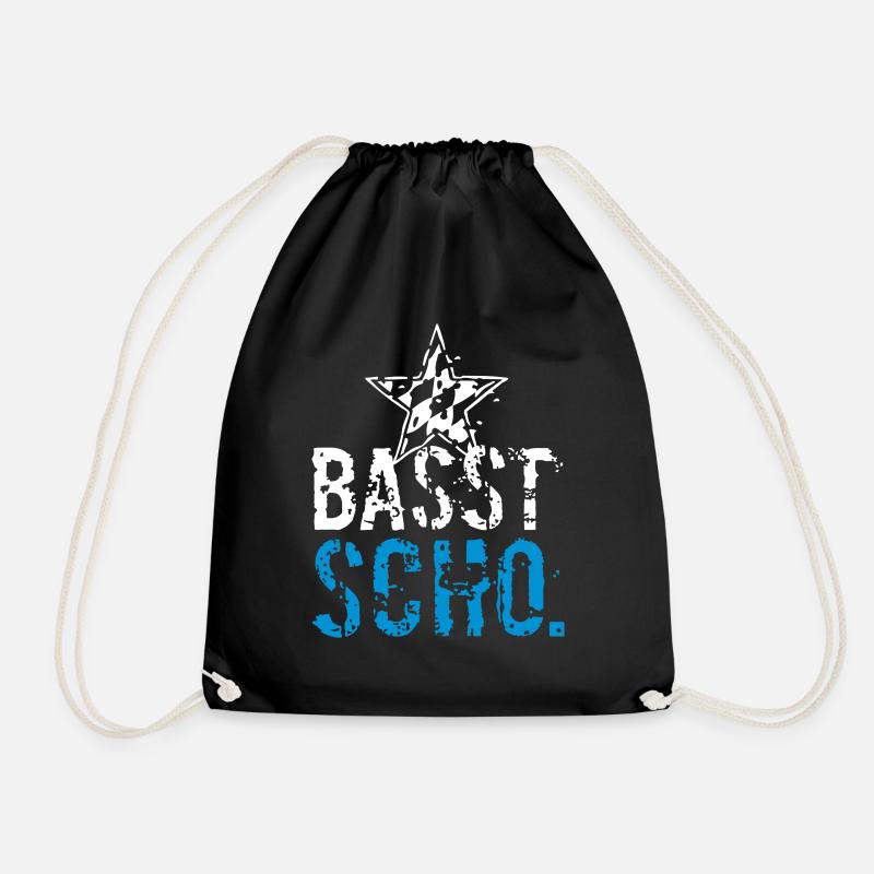 Basst scho - in zwoa Farbn mid oam Stean - Turnbeutel - Schwarz