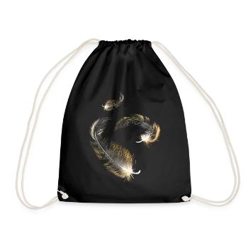 Golden feathers - Drawstring Bag - black - Front