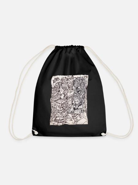 Organ of Worries by Brian Benson - Drawstring Bag - black