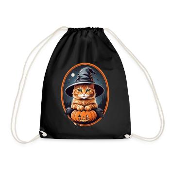 Halloween Katze - Turnbeutel - Schwarz - Vorne