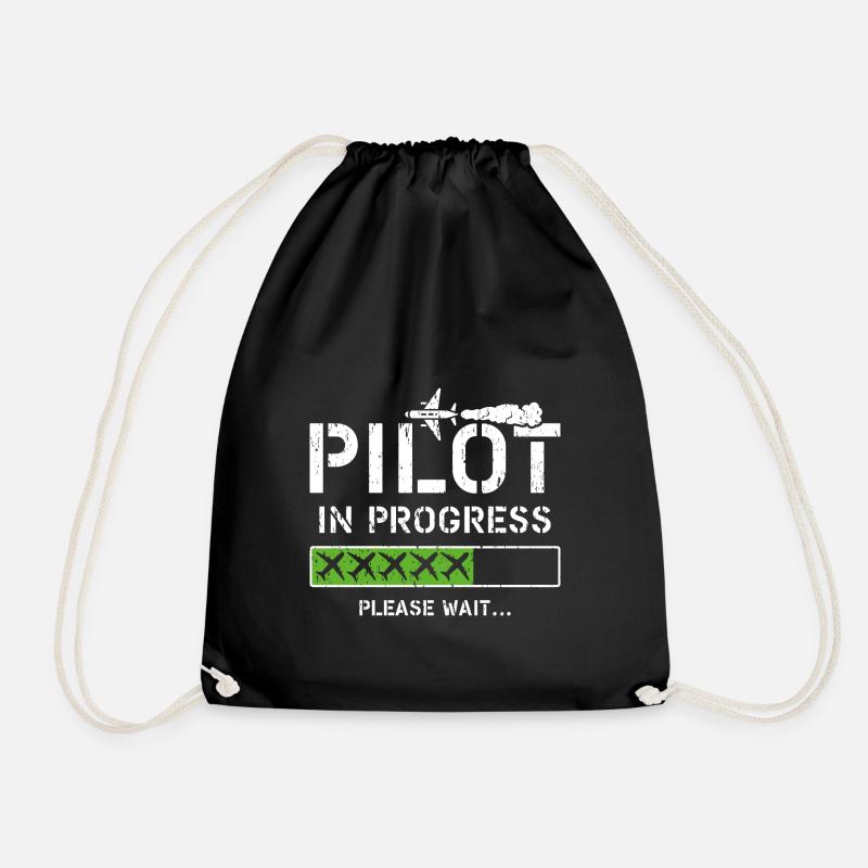 Pilot In Progress Kid Future Pilot Airplane Aviati - Turnbeutel - Schwarz