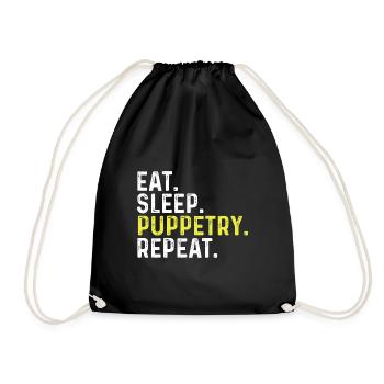 Eat Sleep Puppetry Repeat - Drawstring Bag - black - Front
