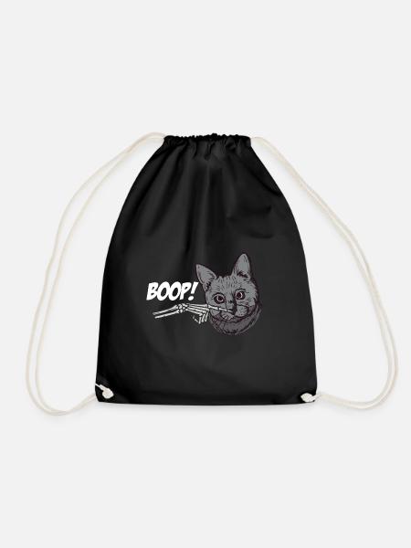 Skeleton Hand Black Cat Spooky Halloween Grunge - Turnbeutel - Schwarz