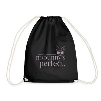 Hase "Nobunny is Perfect" Witzig - Turnbeutel - Schwarz - Vorne