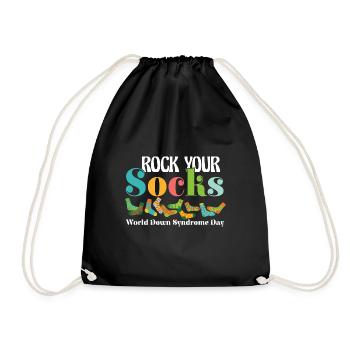 Rock Your Socks Down Syndrome Awareness Trisomy 21 - Turnbeutel - Schwarz - Vorne