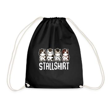 Pferde Stall Geschenk Gbeurtstag Reiten - Turnbeutel - Schwarz - Vorne