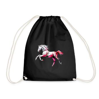 Colorful Horse Low Poly Logo Art Design - Drawstring Bag - black - Front