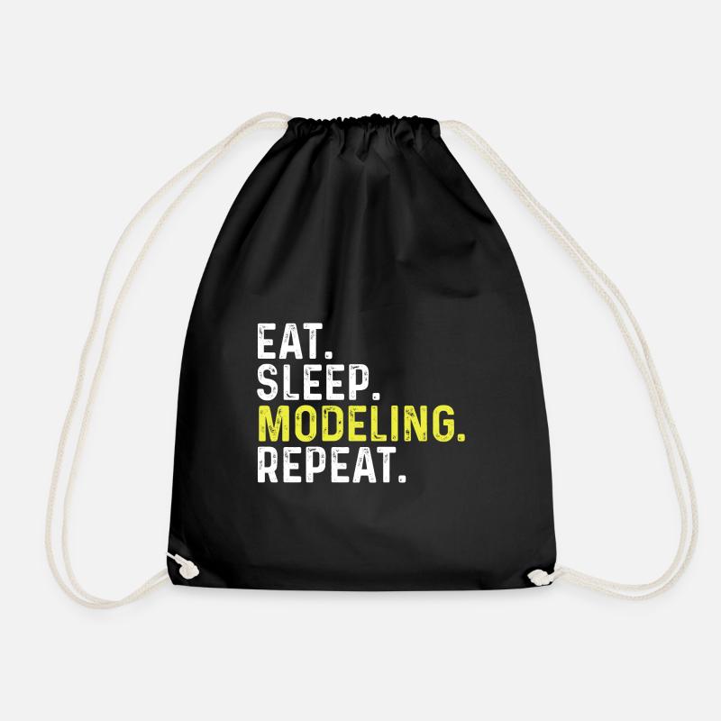 Eat Sleep Modeling Repeat - Drawstring Bag - black