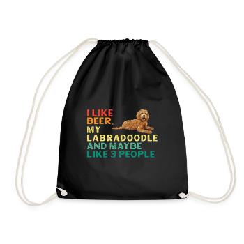 Labradoodle Dog - Drawstring Bag - black - Front