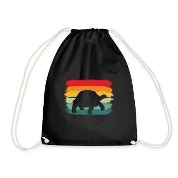 Retro Tortoise Vintage Turtle Reptile - Drawstring Bag - black - Front