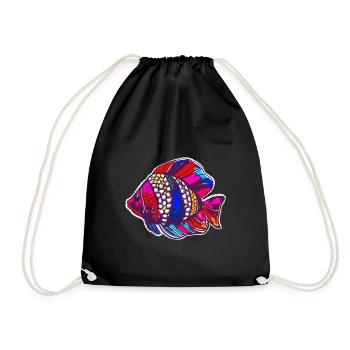 Colorful fish colorful gift - Drawstring Bag - black - Front