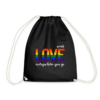 Wear love everywhere you go - LGBTQI Gay Pride CSD - Turnbeutel - Schwarz - Vorne