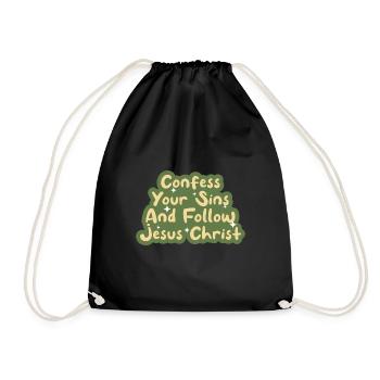 Follow Jesus Christ Bible Faith God Christianity - Drawstring Bag - black - Front