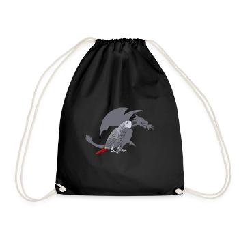 Graupapagei African Grey Parrot Papagei - Drawstring Bag - black - Front