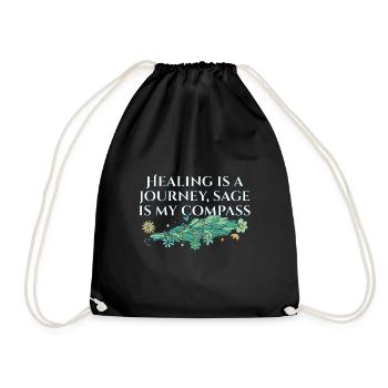 Healing Is A Journey Sage Is My Compass Smudge - Drawstring Bag - black - Front