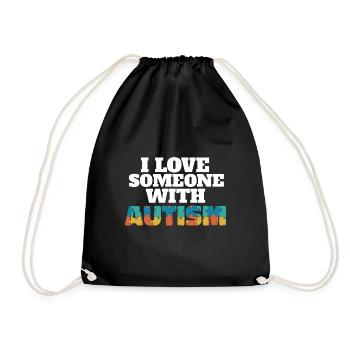 I Love Someone With Autism Awareness Month Puzzle - Drawstring Bag - black - Front