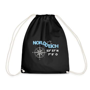 Norddeich Ostfriesland Nordsee Koordinaten NDD - Turnbeutel - Schwarz - Vorne