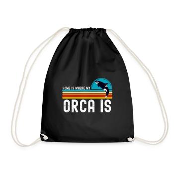 killer whale - Drawstring Bag - black - Front