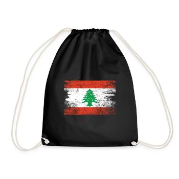 Libanon Flagge Grunge - Turnbeutel - Schwarz - Vorne