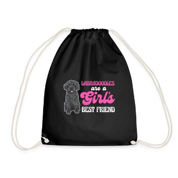 Labradoodle Dog - Drawstring Bag - black - Front