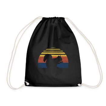 Squirrel Sunset Retro Forest Animal Vintage Rodent - Drawstring Bag - black - Front