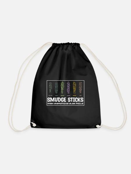 Sage Smudge Sticks Spiritual Healing Prayer Pagan - Drawstring Bag - black