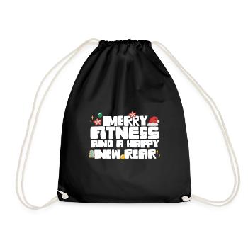 Merry Fitness And A Happy New Rear Christmas Gym - Drawstring Bag - black - Front