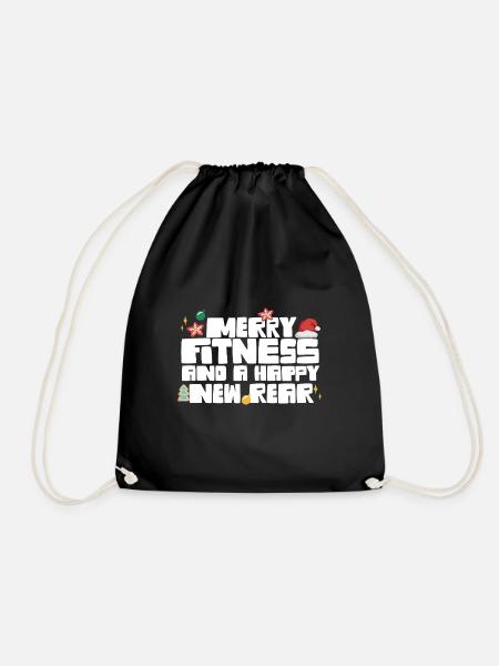 Merry Fitness And A Happy New Rear Christmas Gym - Turnbeutel - Schwarz