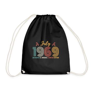 July 1969 Birthday July 1969 July - Drawstring Bag - black - Front