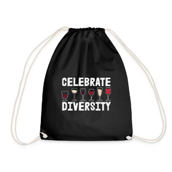 Celebrate Diversity Funny Wine Drinking - Turnbeutel - Schwarz - Vorne