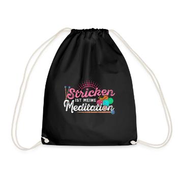 Damen Stricken ist meine Meditation Hobby Stricken - Turnbeutel - Schwarz - Vorne