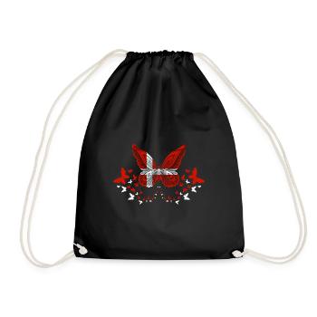 Denmark Danish Denmark Flag Butterflies - Drawstring Bag - black - Front