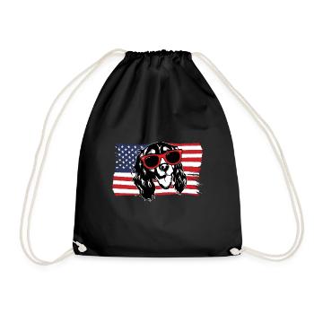 English Springer Spaniel Dog - Drawstring Bag - black - Front
